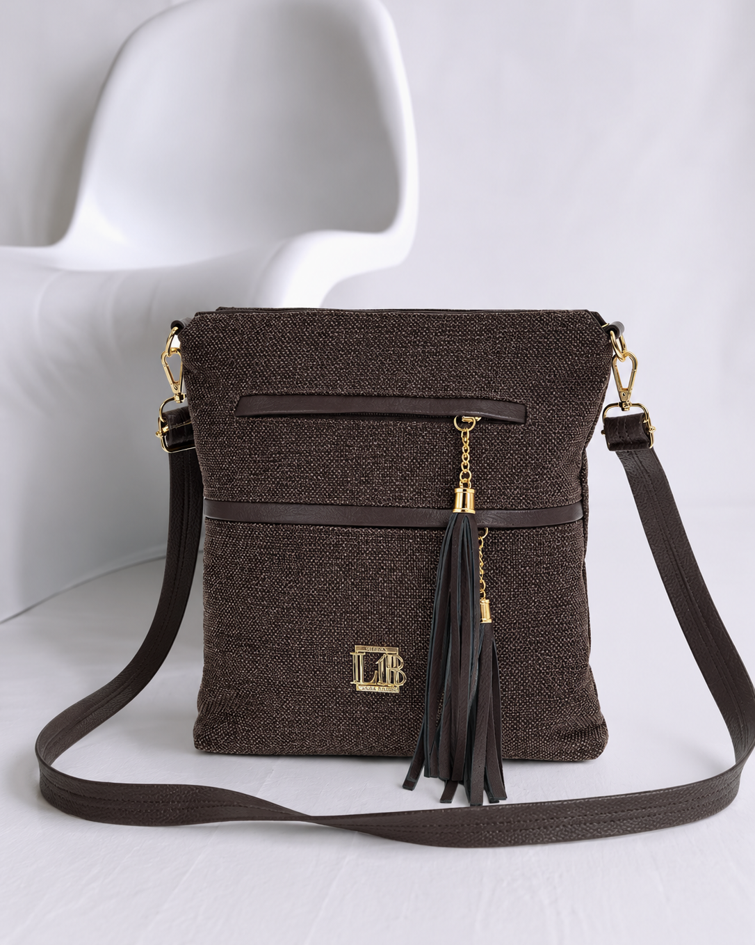 Veľká crossbody kabelka Laura Biaggi hnedá