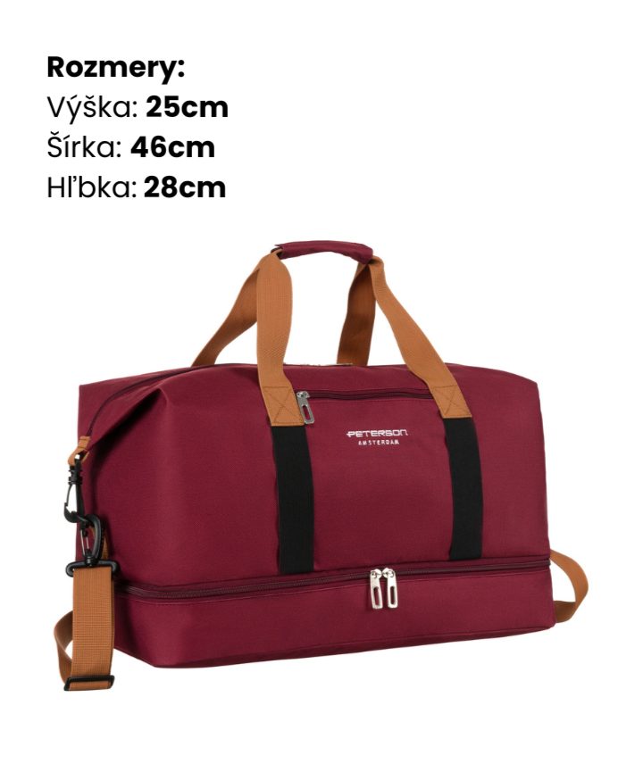 Cestovná taška Peterson bordová s úchytom na kufor