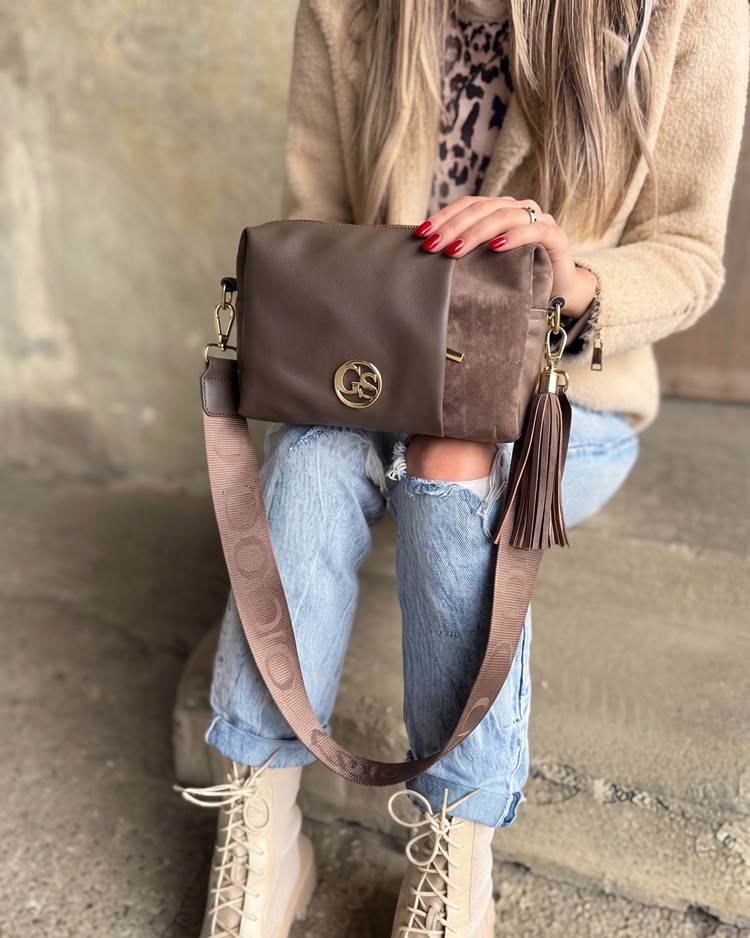 Hnedosivá crossbody kabelka GROSSO - praktická na každý deň
