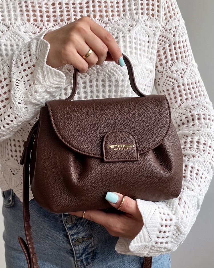 Čokoládová mini kabelka kabelka do ruky Peterson – praktická crossbody
