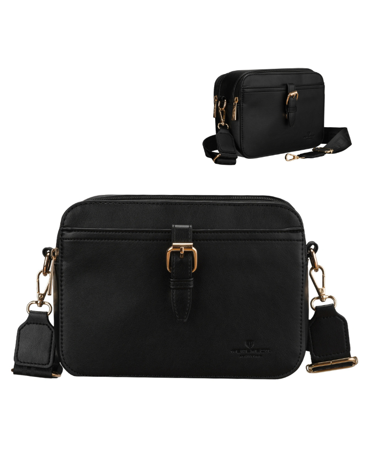 Čierna crossbody kabelka – elegantná s deleným vnútrom
