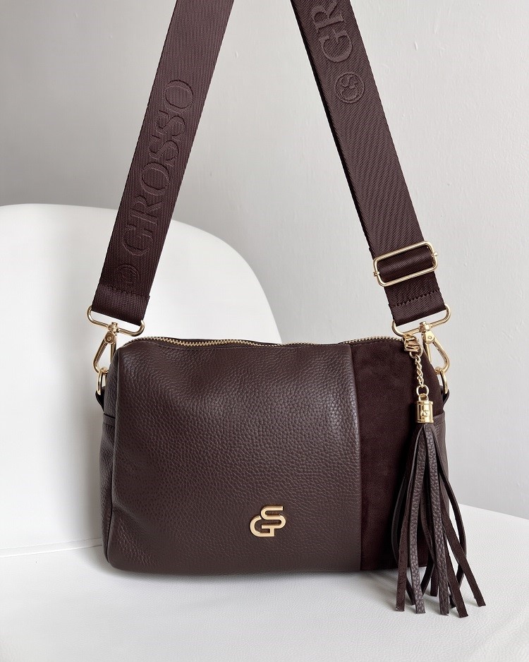 Čokoládová hnedá crossbody kabelka GROSSO - praktická na každý deň