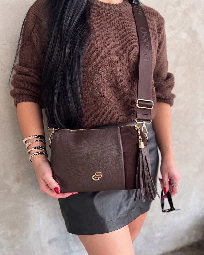 Čokoládová hnedá crossbody kabelka GROSSO - praktická na každý deň