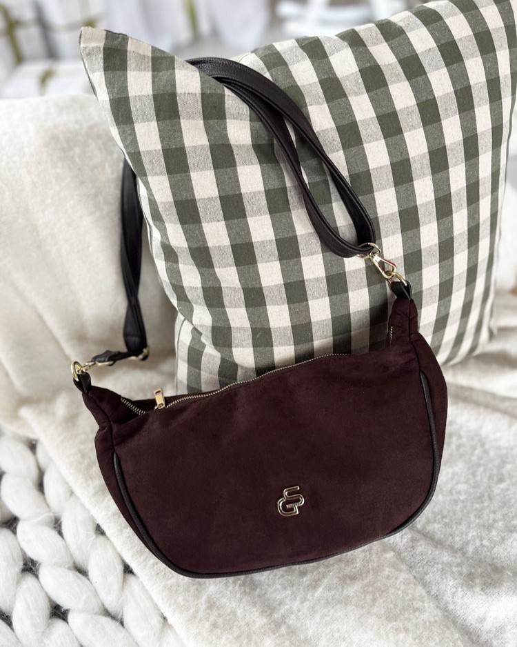 Čokoládová dámska crossbody kabelka GROSSO semišová