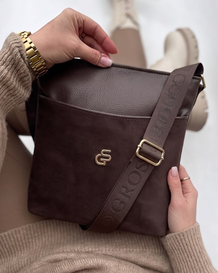 Čokoládová crossbody kabelka GROSSO - veľká a praktická