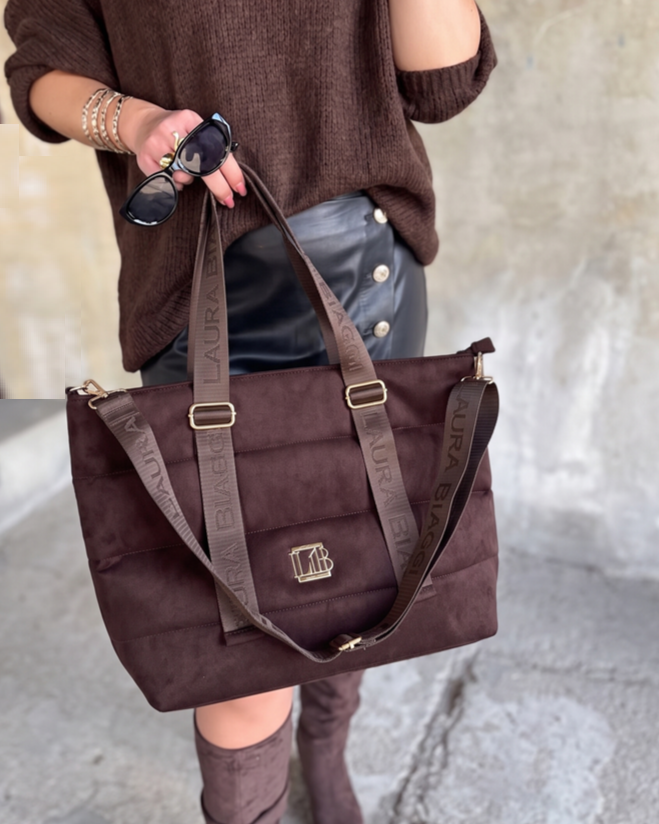 Semišová shopper kabelka na rameno Laura Biaggi - veľká A4
