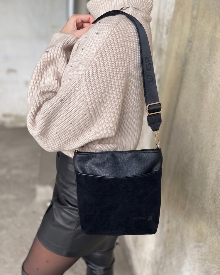 Čierna crossbody kabelka GROSSO - veľká a praktická