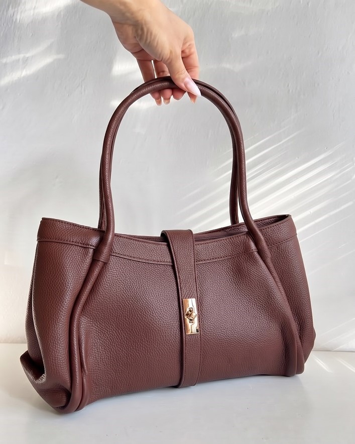 Dámska kabelka na rameno 2v1 s crossbody – hnedá