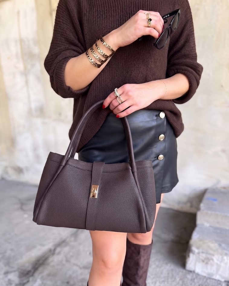 Dámska kabelka na rameno 2v1 s crossbody – hnedá