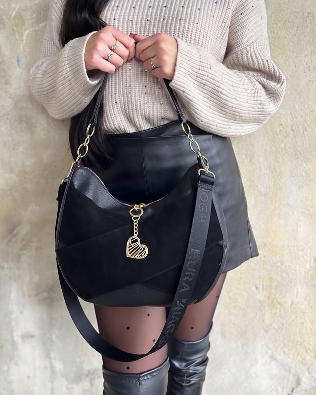 Laura Biaggi čierna kabelka na rameno elegantná