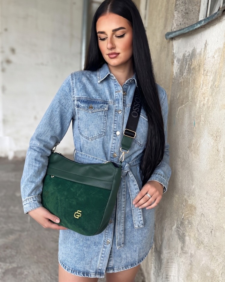 Dámska crossbody kabelka GROSSO zelená - veľká a priestranná