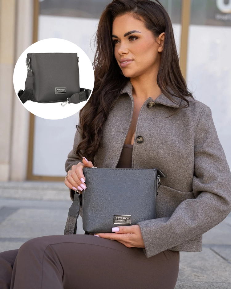 Sivá crossbody kabelka Peterson – praktická basic kabelka na každý deň