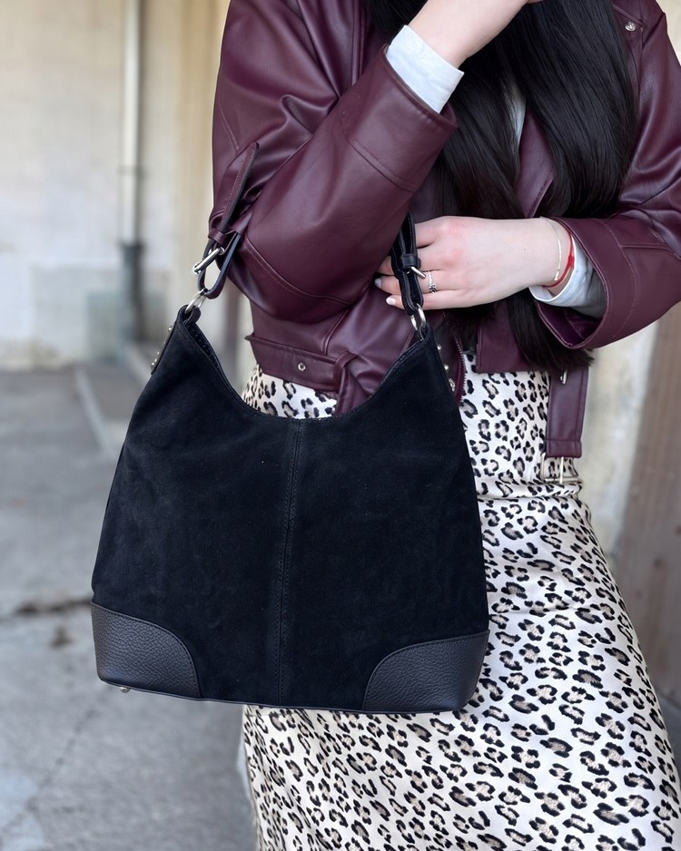 Čierna kožená kabelka na rameno Laura Biaggi DX-TS-66-11-black