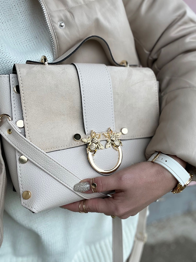 Elegantná béžová crossbody Laura Biaggi – do ruky aj na rameno
