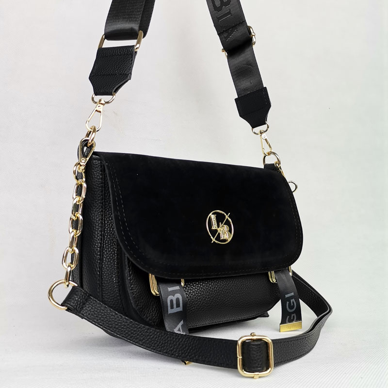 Čierna crossbody kabelka s dvoma ramienkami Laura Biaggi DX-F290-blackMAT