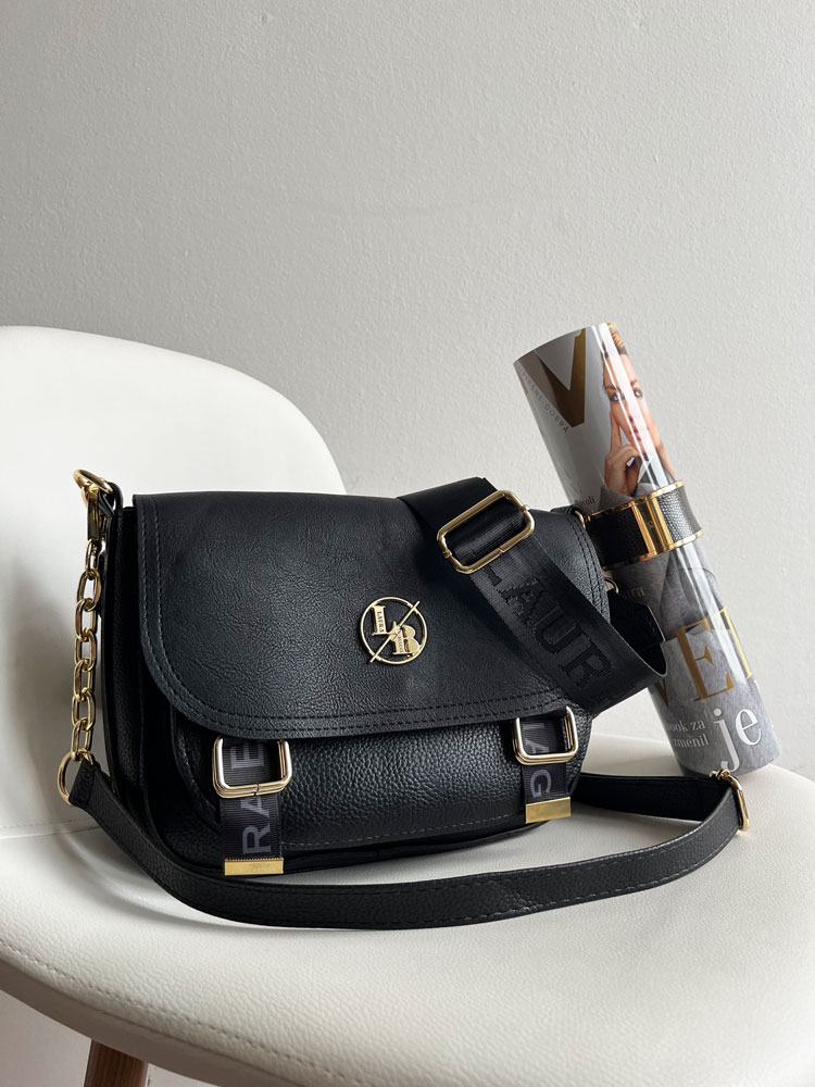 Čierna crossbody kabelka s dvoma ramienkami Laura Biaggi DX-F290-blackECO