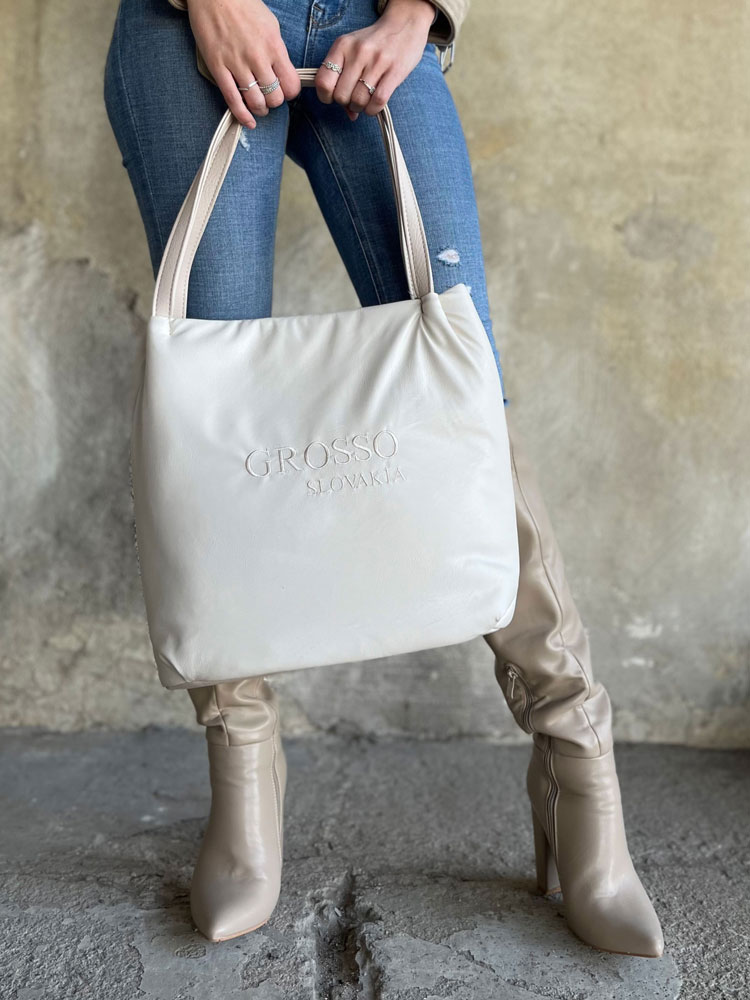 Športovo-elegantná kabelka na rameno GROSSO GS-3023-cream