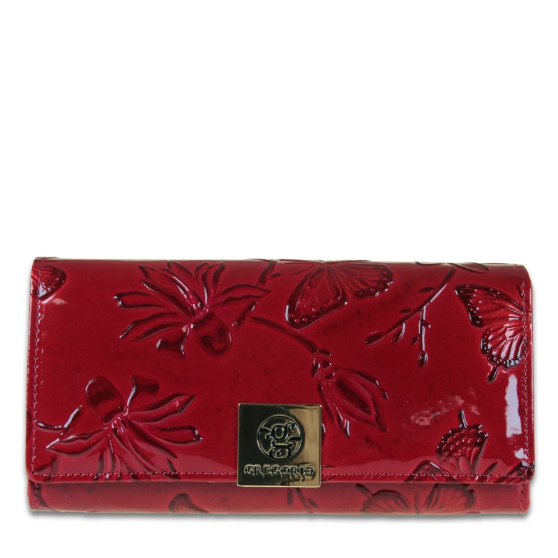 Lakovaná dámska kožená peňaženka GREGORIO BTE-102-red