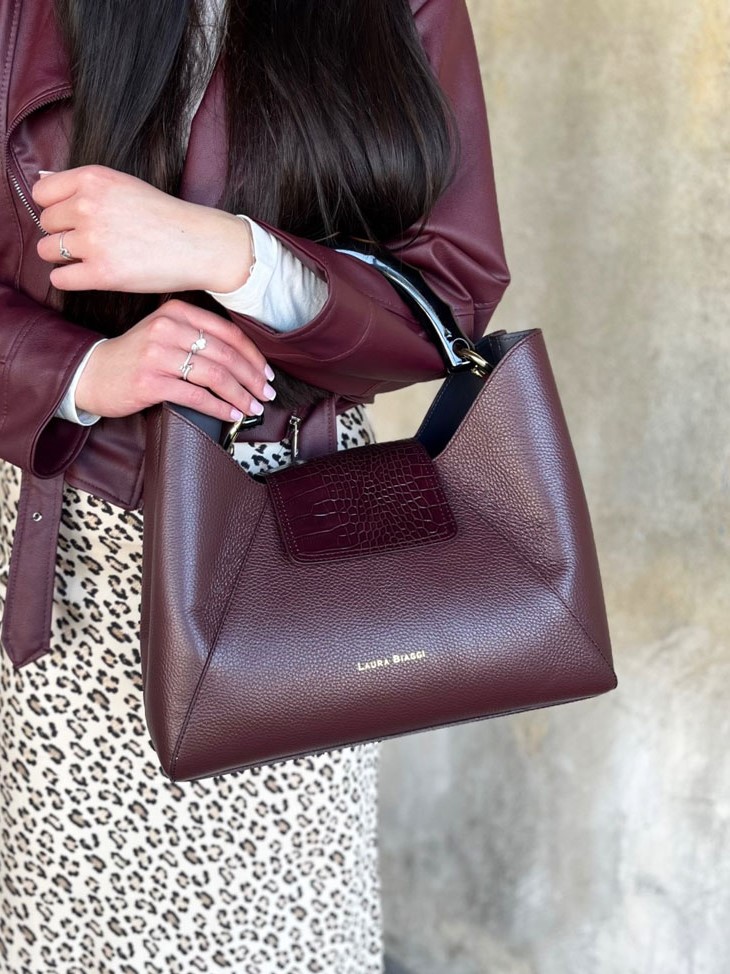 Bordová kožená kabelka 2v1 Laura Biaggi DX-TS54-148-bordo