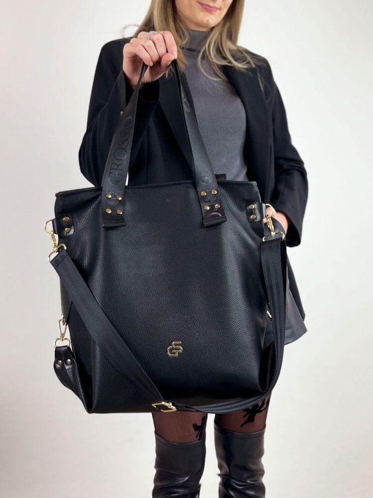 Dámska shopper kabelka na rameno Grosso čierna