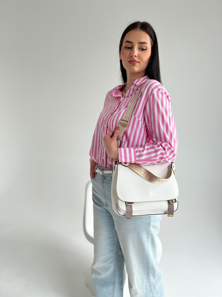 Biela crossbody kabelka Laura Biaggi DX-F235-white/beige