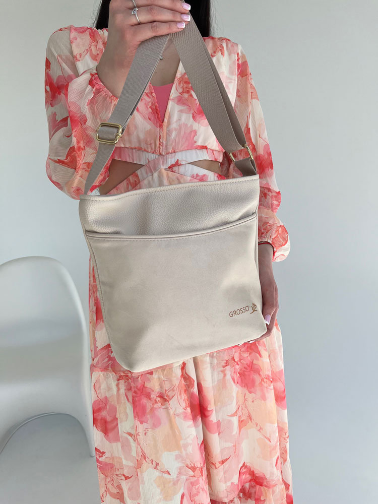 Béžová crossbody kabelka GROSSO GS-103-beigeNEW