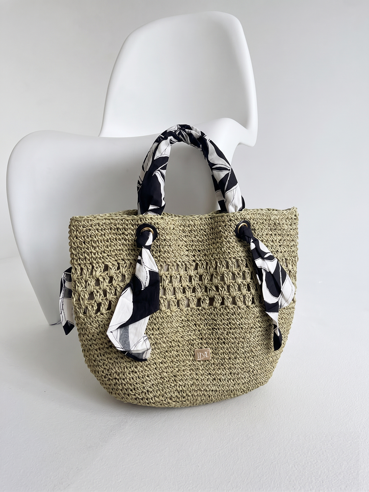 Letná slamená kabelka NÓBO – veľká shopper taška khaki