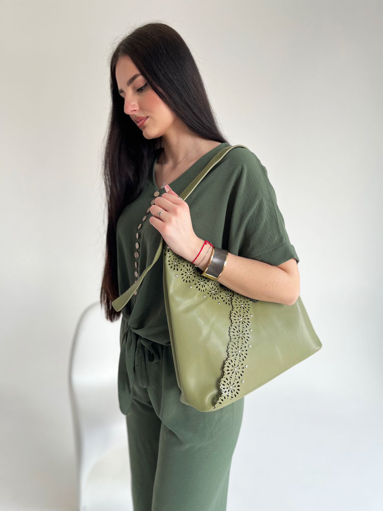 Zelená kabelka na rameno 2v1 F-58137-green