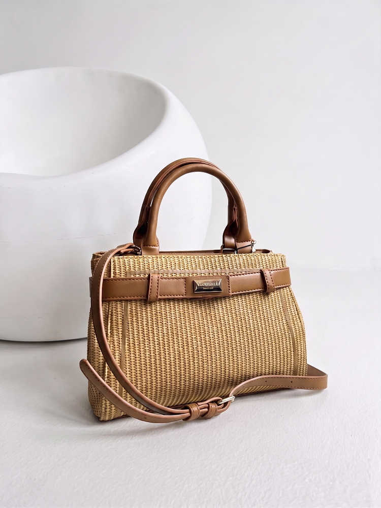 Slamená letná kabelka do ruky a crossbody Monnari– hnedá