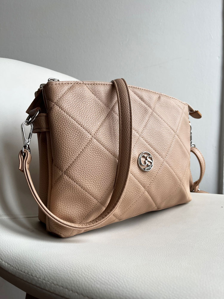 Svetlohnedá dvojpriehradková crossbody kabelka GS-301-light brown
