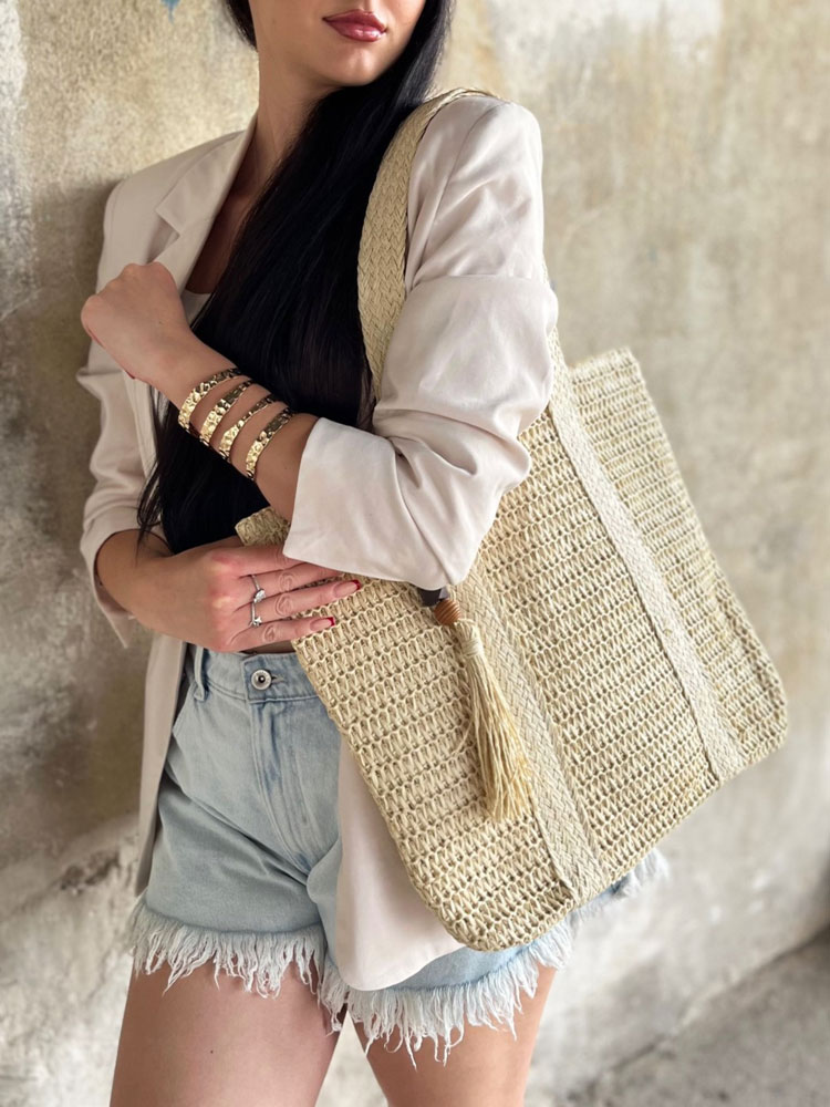 Béžová shopper kabelka na rameno