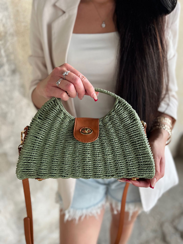 Slamená crossbody kabelka - zelená