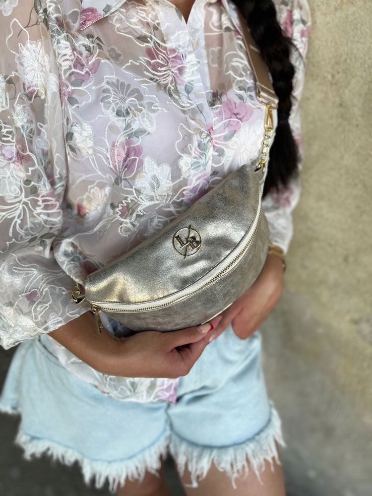 Zlatá dámska ľadvinka Laura Biaggi - elegantná crossbody