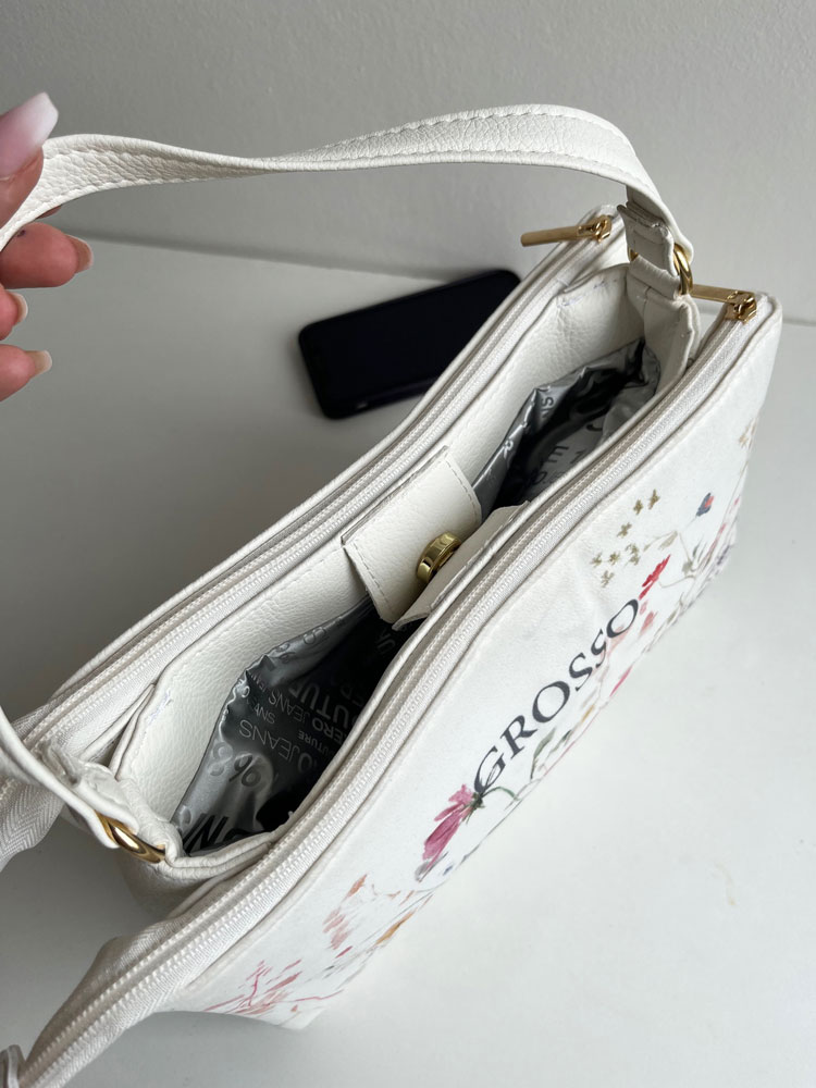 Trojpriehradková kabelka GROSSO GS-3911-white