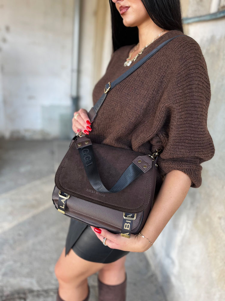Tmavohnedá crossbody kabelka Laura Biaggi DX-F235-chocoNEW