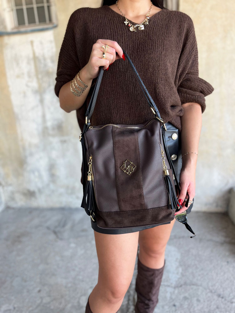 Tmavohnedá kabelka / vačok Laura Biaggi DX-322184-chocolateZAM