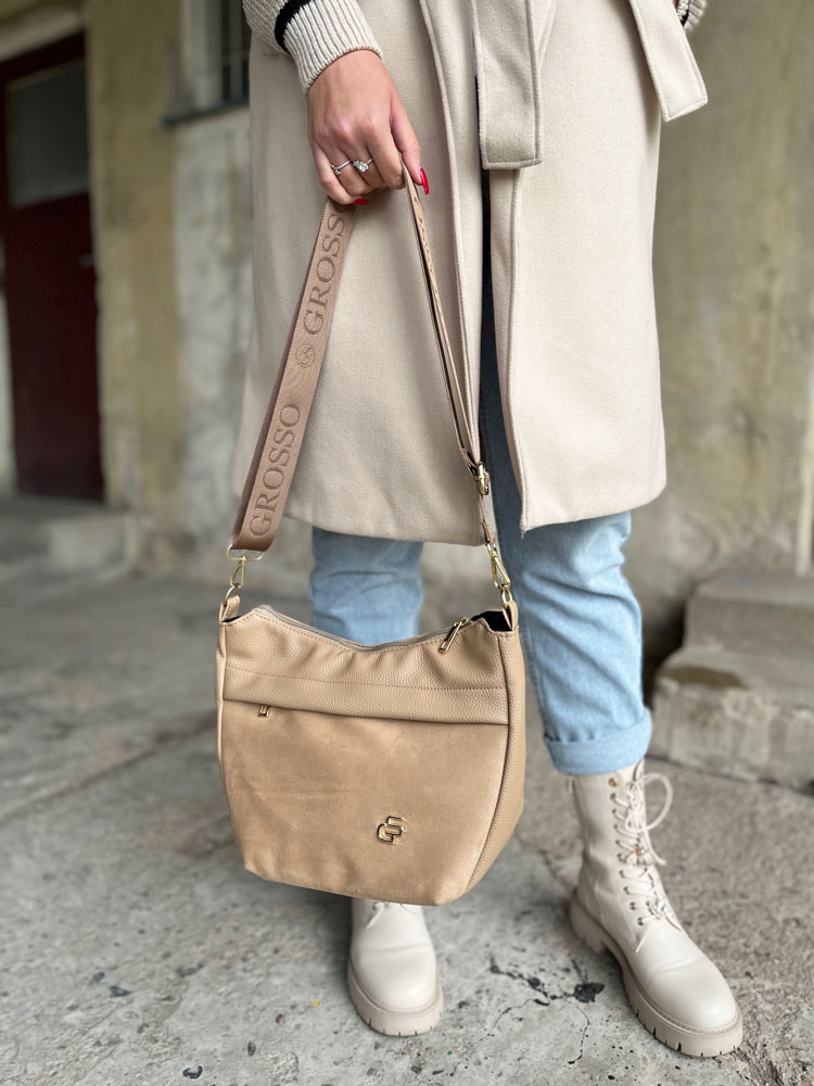 Hnedá crossbody kabelka GROSSO GS-4003-light brown