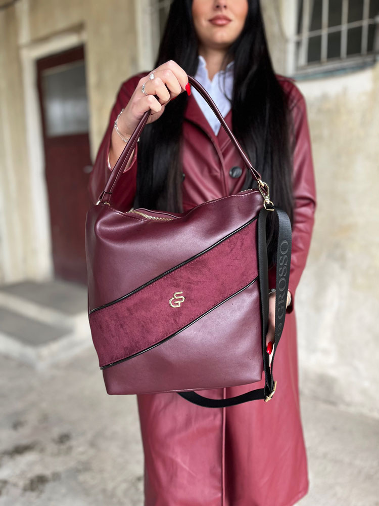 Bordová kabelka na rameno GROSSO GS-4013-bordo