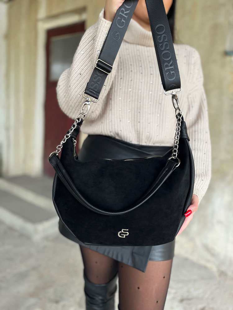 Čierna kabelka na rameno GROSSO GS-4008-black