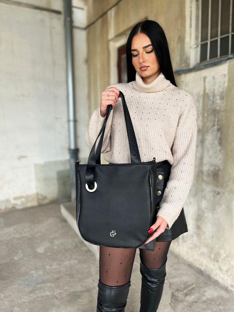 Čierna dámska kabelka na rameno GROSSO GS-4009-black