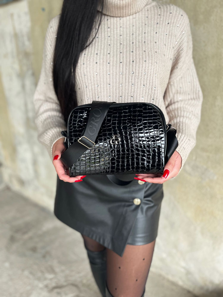 Čierna crossbody GROSSO GS-77-blackKROKO