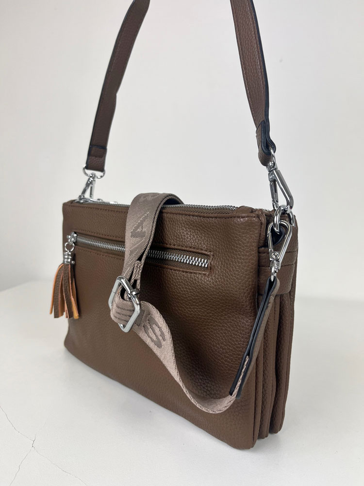 Hnedá crossbody kabelka F-7003A-1-mud
