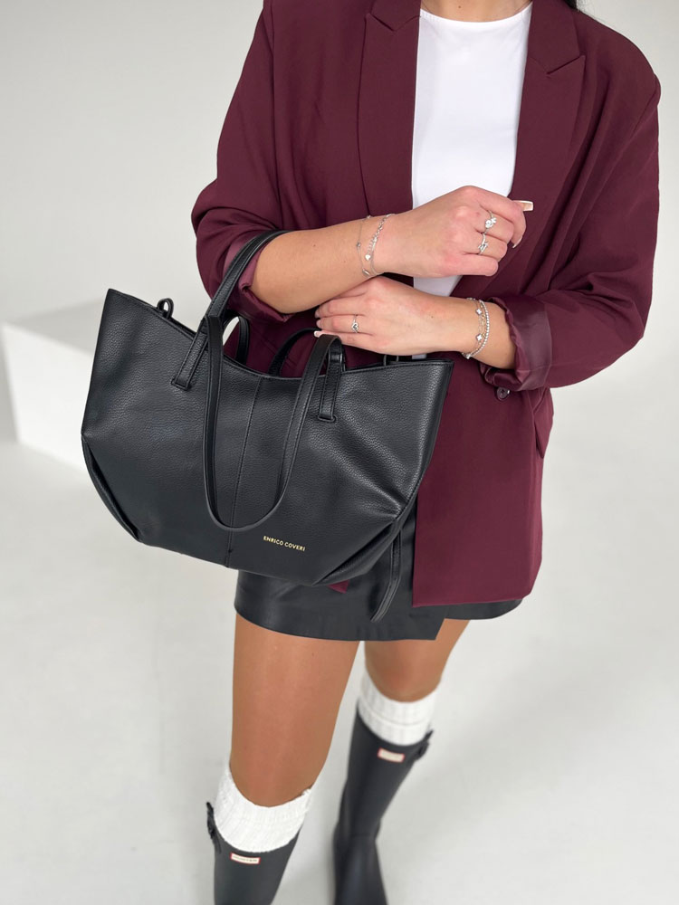 Kabelka na rameno 2v1 v štýle Poléne čierna