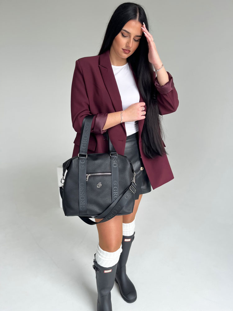 Čierna kabelka na rameno GROSSO GS-85-black/silver