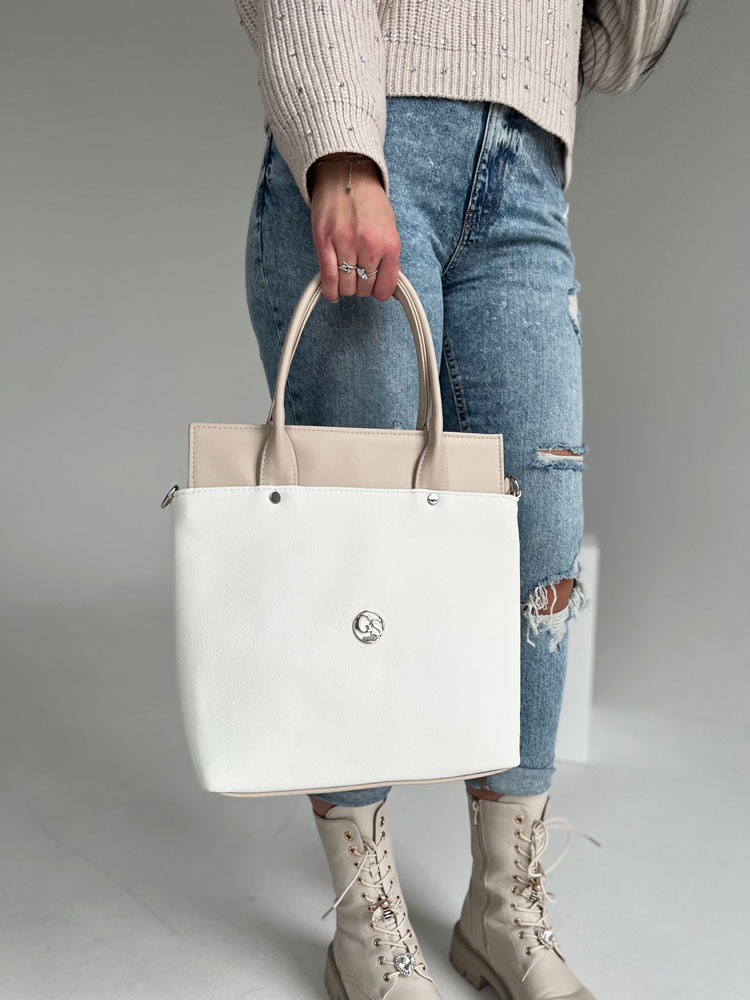 Kabelka do ruky GROSSO GS-3888-beige/white