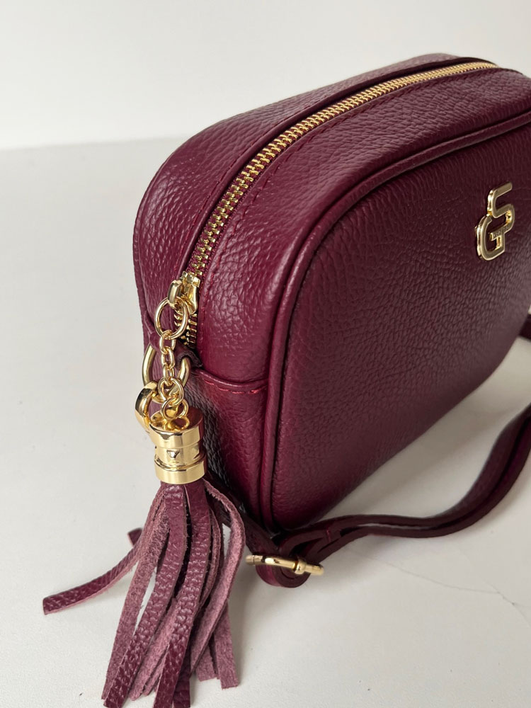 Bordová kožená crossbody kabelka GROSSO GS-4023-bordo