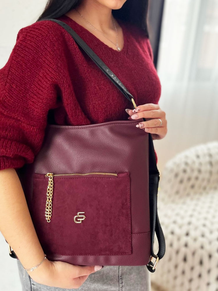 Bordová kabelka na rameno/vak GROSSO GS-4022-bordo