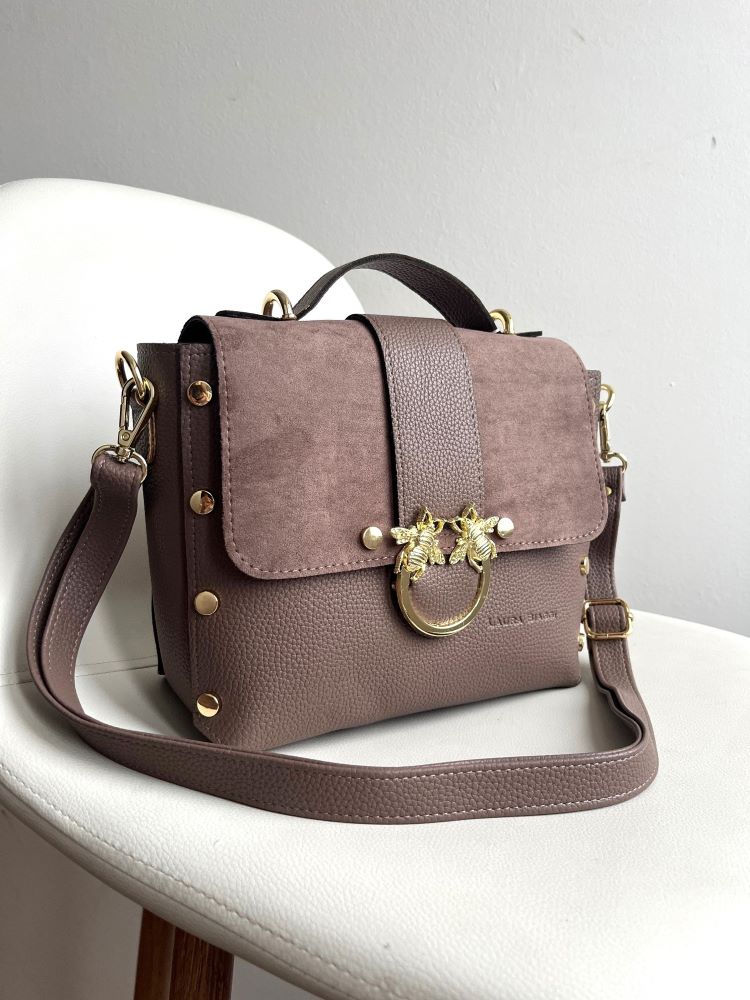 Hnedosivá crossbody kabelka Laura Biaggi DX-JS104-fango