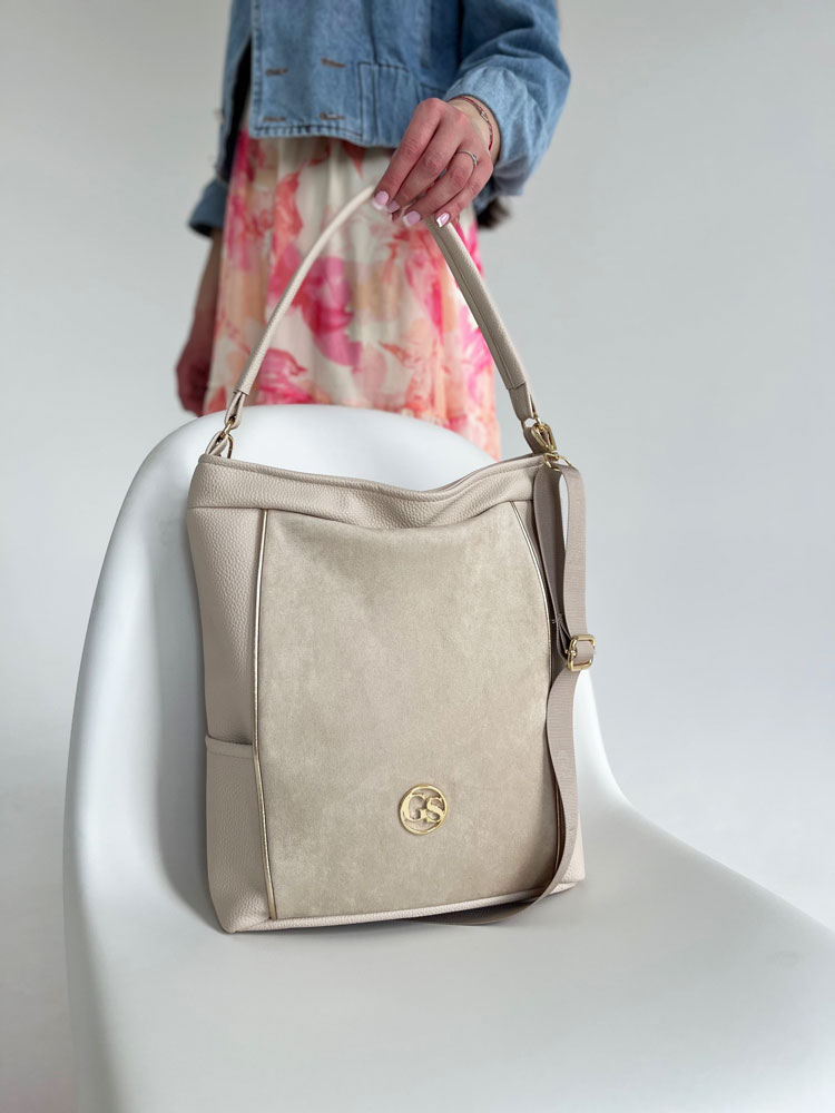 Béžová kabelka na rameno GROSSO GS-3779-beigeZAM