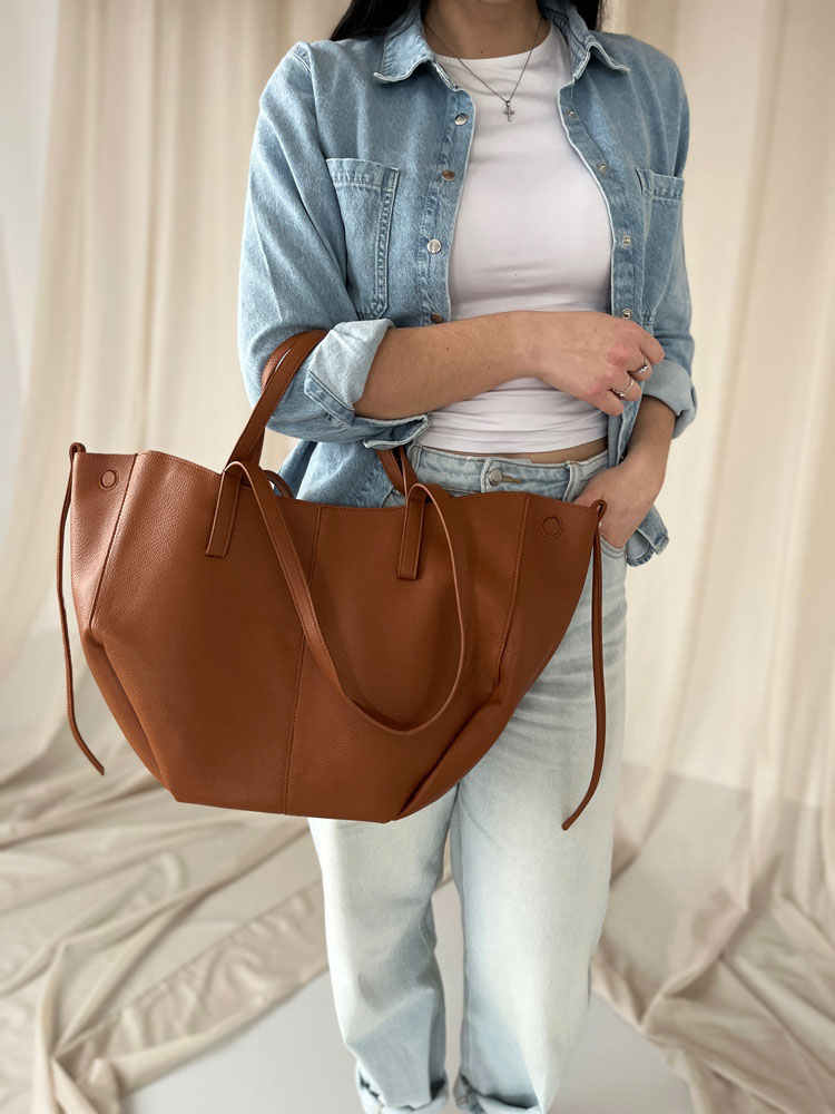 Kabelka na rameno 2v1 v štýle Poléne hnedá